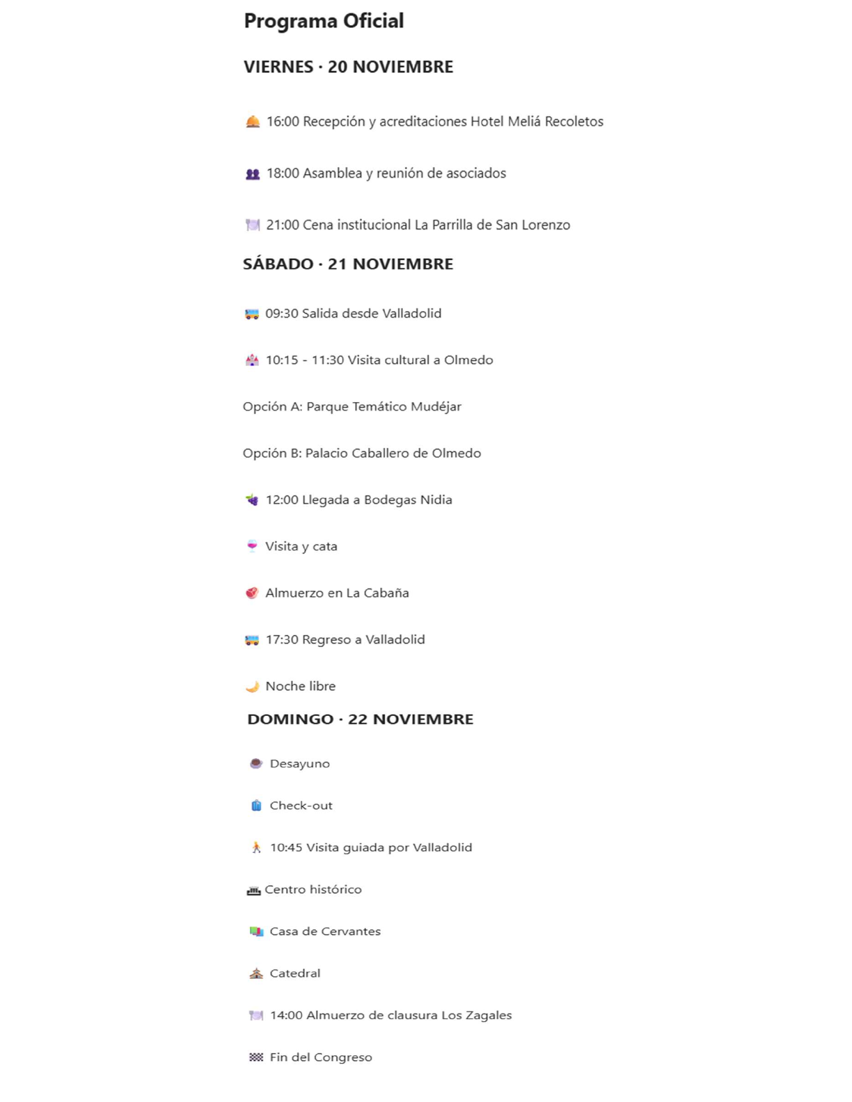 Programa del congreso, página 2